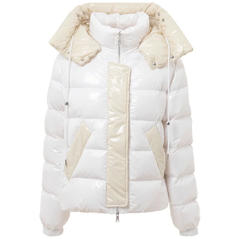 White Polyamide Jackets & Coat Tiered Jacket Buttoned Jacket Zippered Jacket