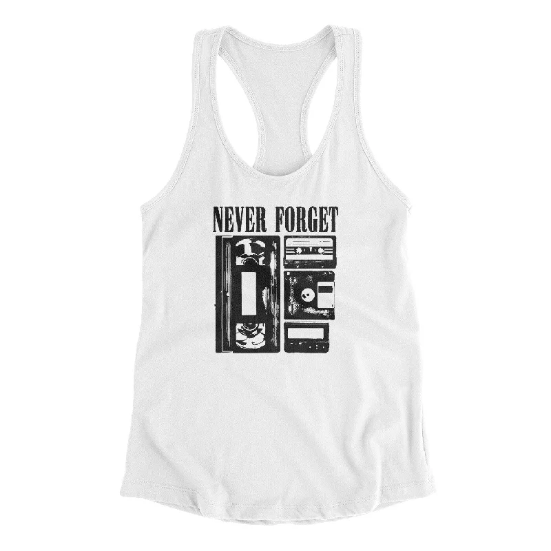 Never Forget Funny Women's Racerback Tank spandex blend tank