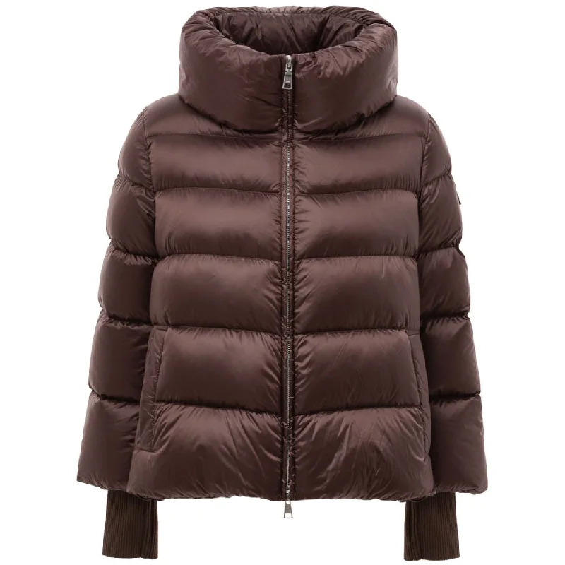 Brown Polyamide Jackets & Coat Hooded Jacket Caped Jacket Shawl Collar Jacket