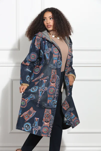 Luxe Moda LM373 Coat Dress Striped Polka Dot Solid