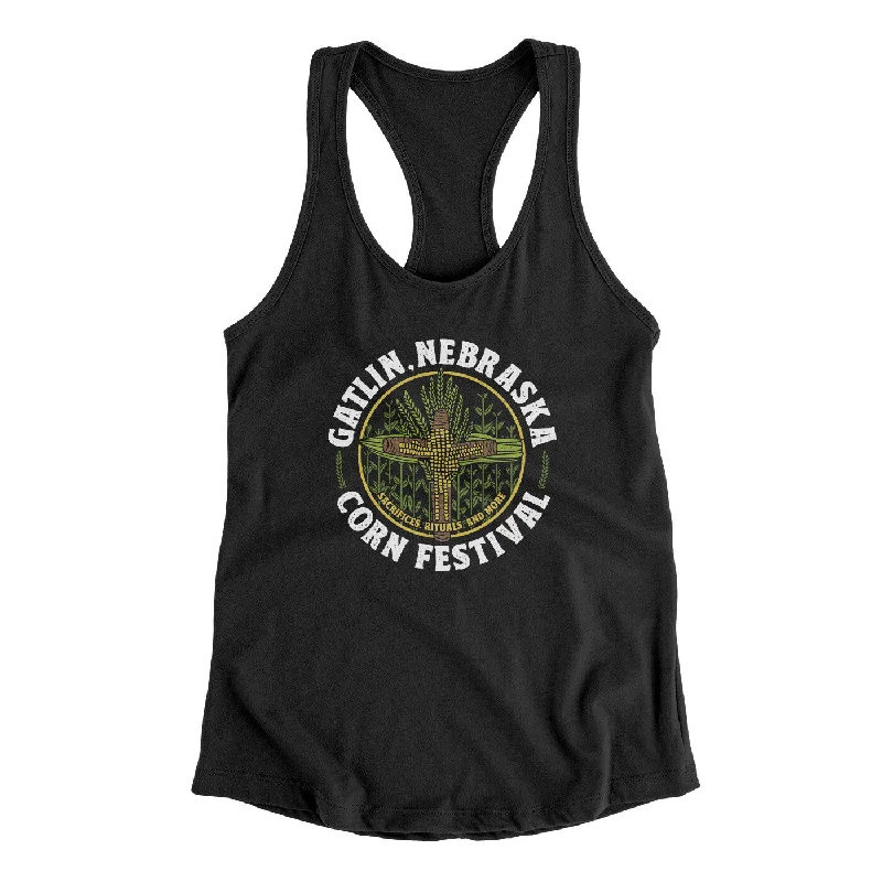 Gatlin Nebraska Corn Festival Women's Racerback Tank charcoal tank top