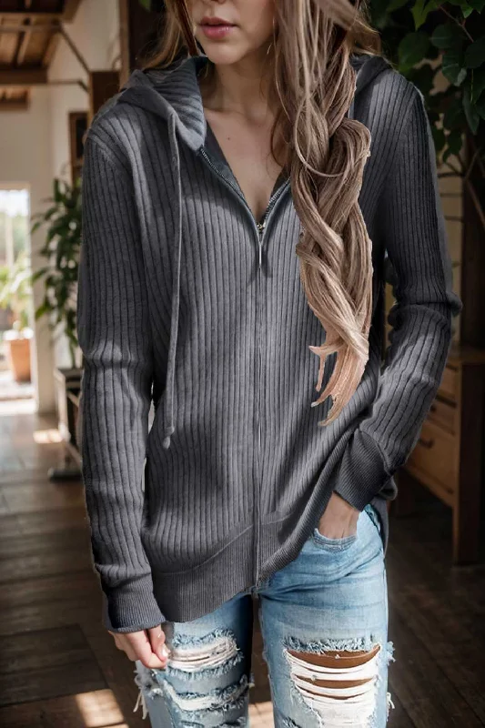 casual zip cardigan long sleeve knit hoodie shirt drop shoulder v neck closed jewel Boat Neck Shawl Collar Notched Collar