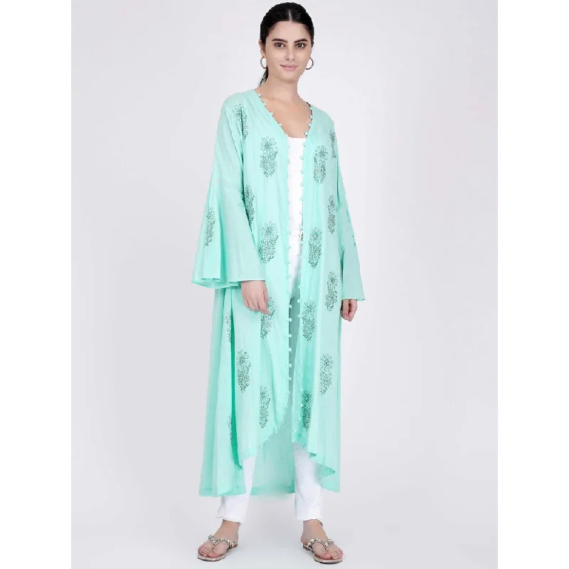 First Resort by Ramola Bachchan Green Embellished Coat Dress Hooded Jacket Zipper Jacket Button Jacket