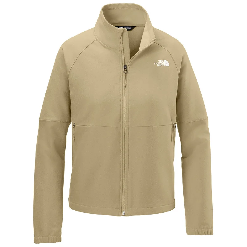 The North Face Women's Khaki Stone Dark Heather Barr Lake Soft Shell Jacket V-Neck Jacket Boat Neck Jacket Square Neck Jacket