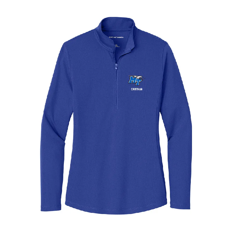 MTSU - NCAA Women's Track & Field : Miya Carthan - Women's Lightweight Quarter Zip Jacket Appliqued Jacket Beaded Jacket Sequined Jacket