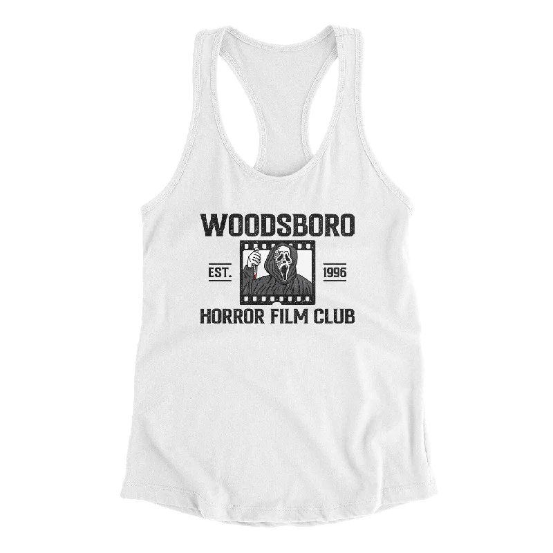 Woodsboro Horror Film Club Women's Racerback Tank silver tank top