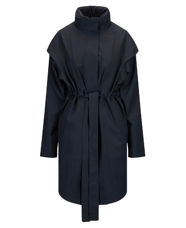 Monsun Coat - Dark Navy Turtleneck Wrap Cape