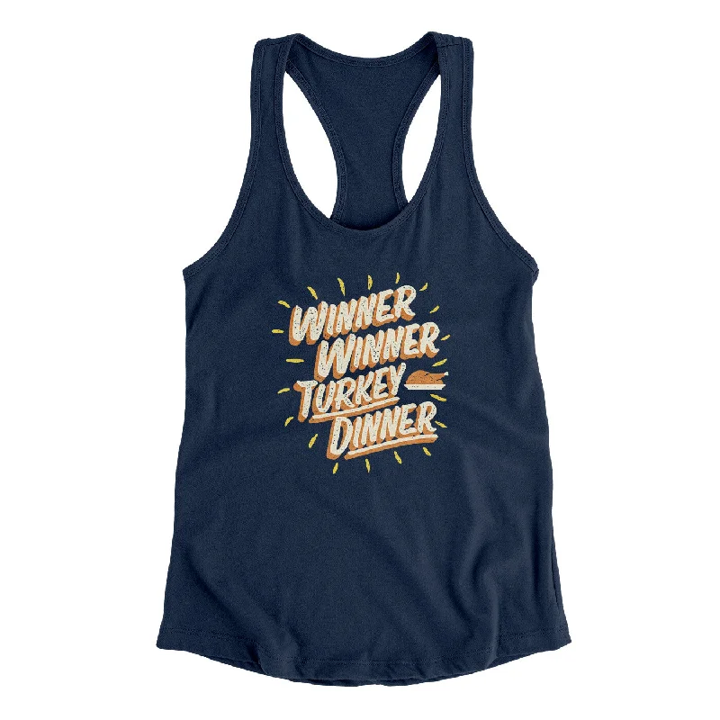 Winner Winner Turkey Dinner Funny Thanksgiving Women's Racerback Tank cherry red tank