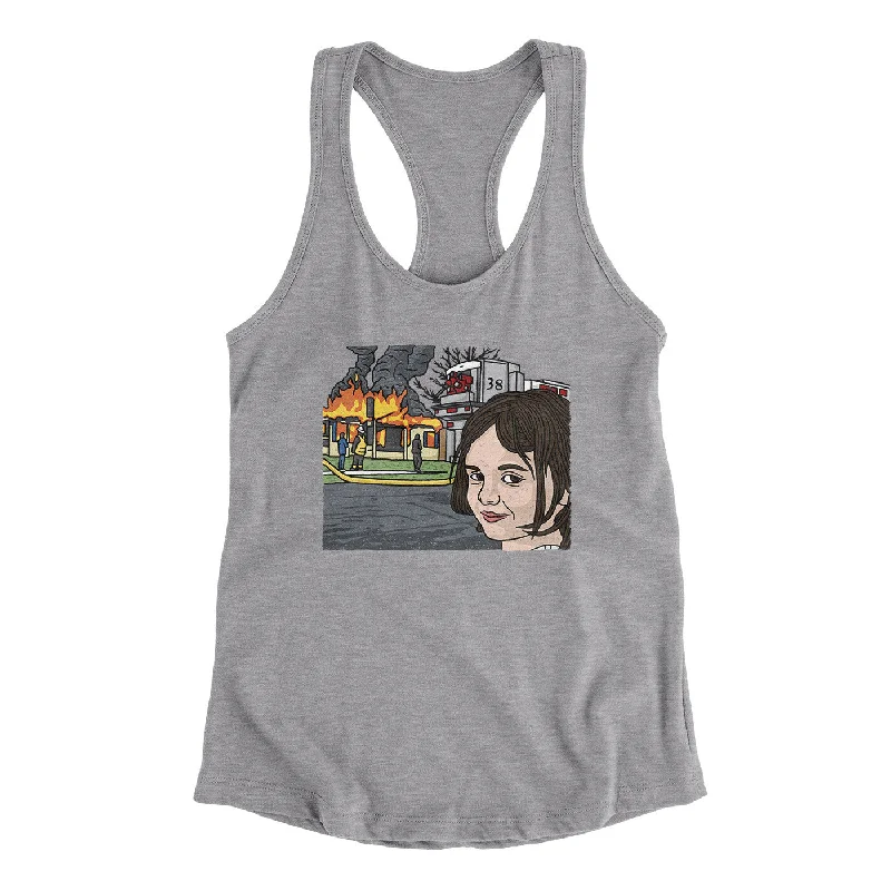 Disaster Girl Meme Funny Women's Racerback Tank halter tank top