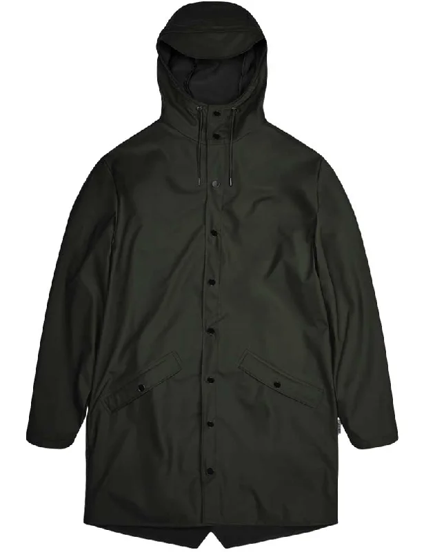 Rains Long Rain Jacket Green 12020 Collared Jacket Crew Neck Jacket Turtle Neck Jacket