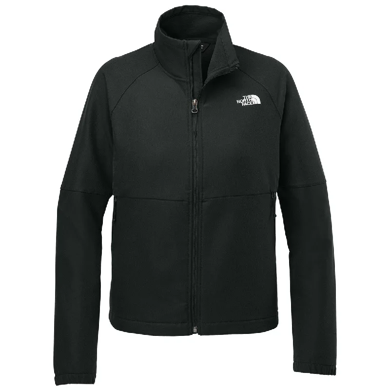 The North Face Women's TNF Black Heather Barr Lake Soft Shell Jacket Zip Front Button Front Snap Front