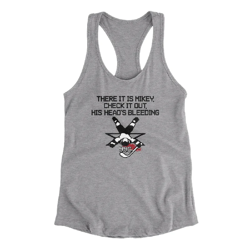 There It Is Mikey His Head Is Bleeding Women's Racerback Tank rhinestone tank top