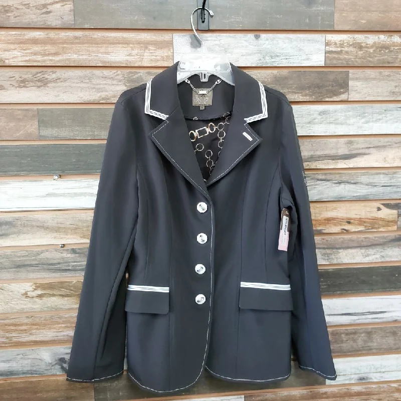 USED Goode Rider Iconic Competition Show Coat 10 Black Turtleneck Wrap Cape