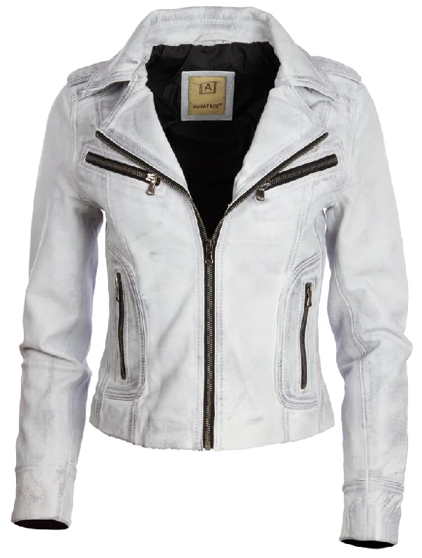 N8UL Women's Biker Jacket - Dirty White