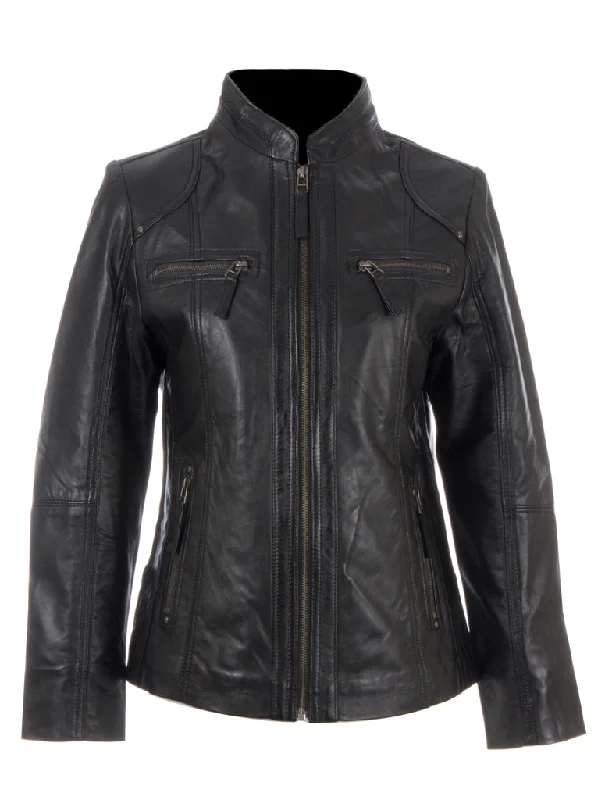 OBFQ Women's Biker Jacket - Black