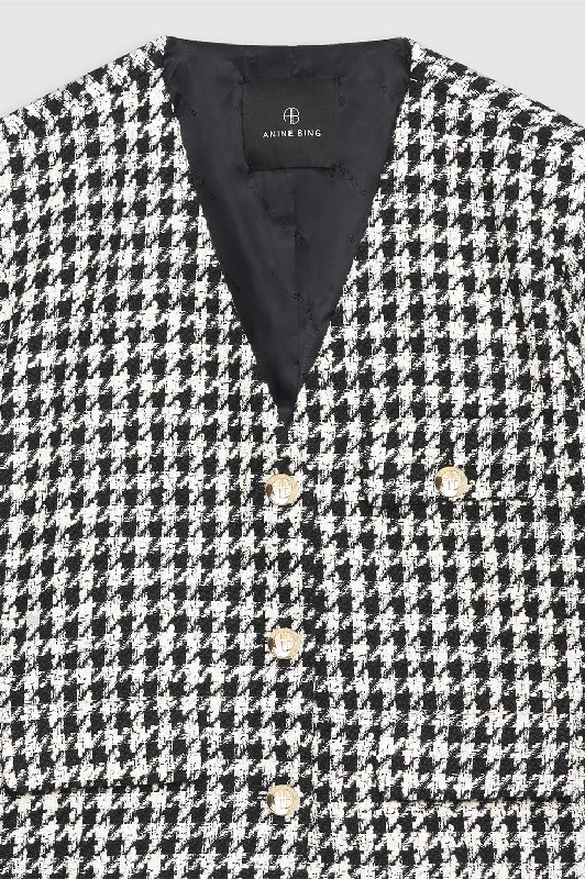 Cara Jacket - Cream And Black Houndstooth