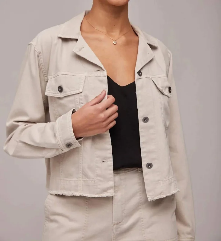 Coco Cut-Off Jean Jacket In Cool Sand