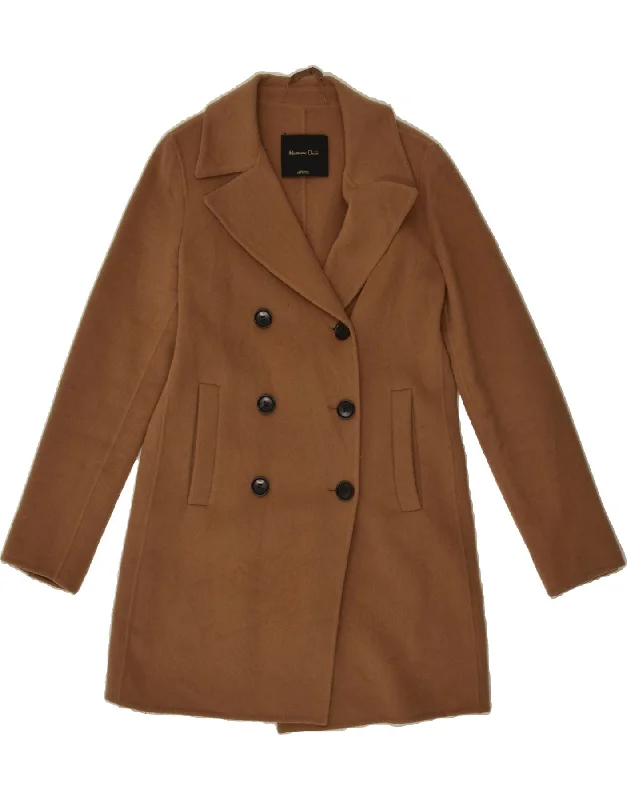 MASSIMO DUTTI Womens Double Breasted Coat EU 38 Small Brown Wool