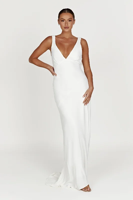 Amanza Maxi Dress With Cowl Back - White