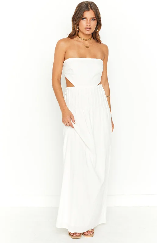 Bronte White Linen Blend Maxi Dress