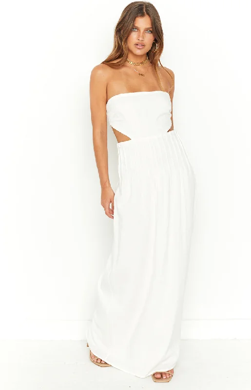 Bronte White Linen Blend Maxi Dress