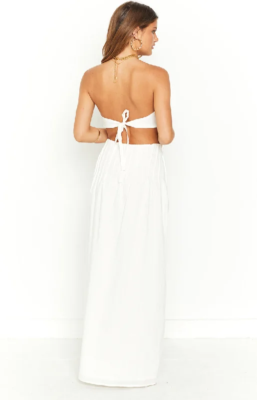 Bronte White Linen Blend Maxi Dress