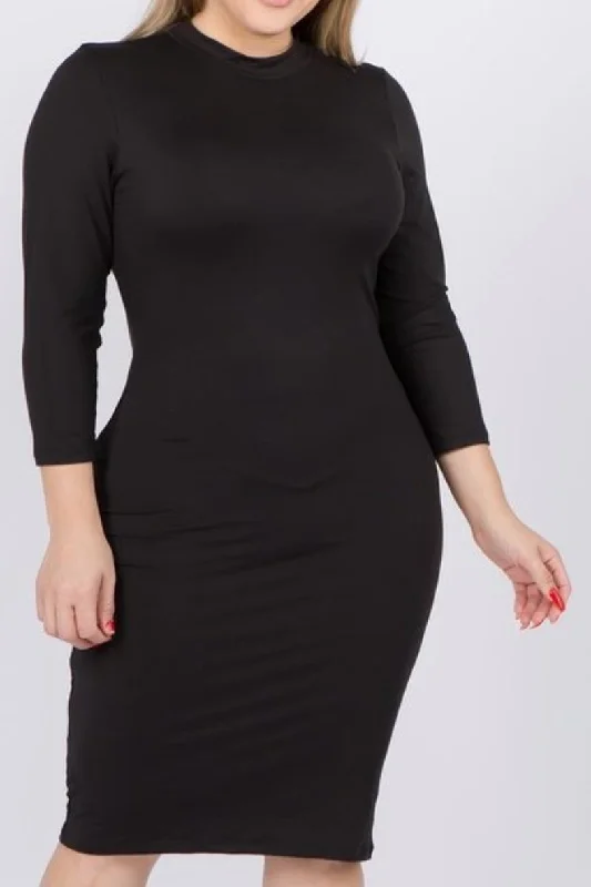 Emily Mock Neck Pencil Layering Dress