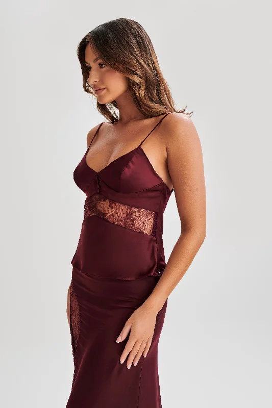 Luella Satin Lace Cami Top - Plum