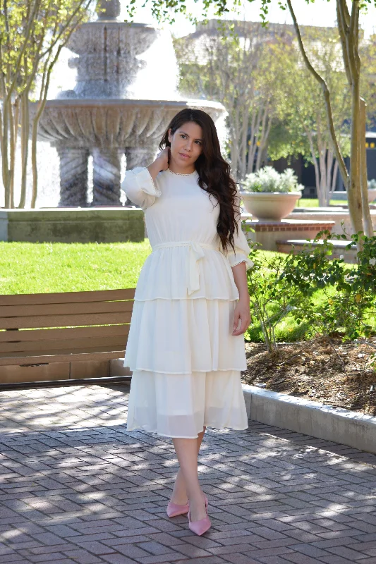 Madrid Ivory Ruffled Dress