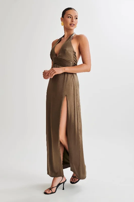 Milana Halter Maxi Dress - Khaki