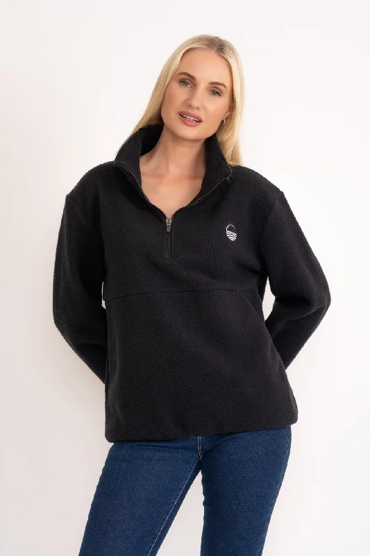 1/2 Zip Teddy Fleece in Black