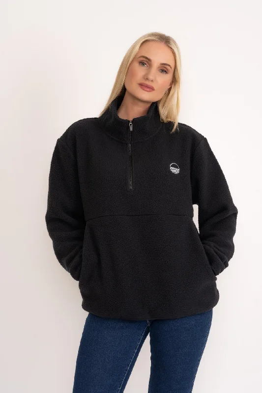 1/2 Zip Teddy Fleece in Black