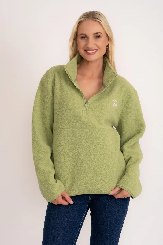 1/2 Zip Teddy Fleece in Sage