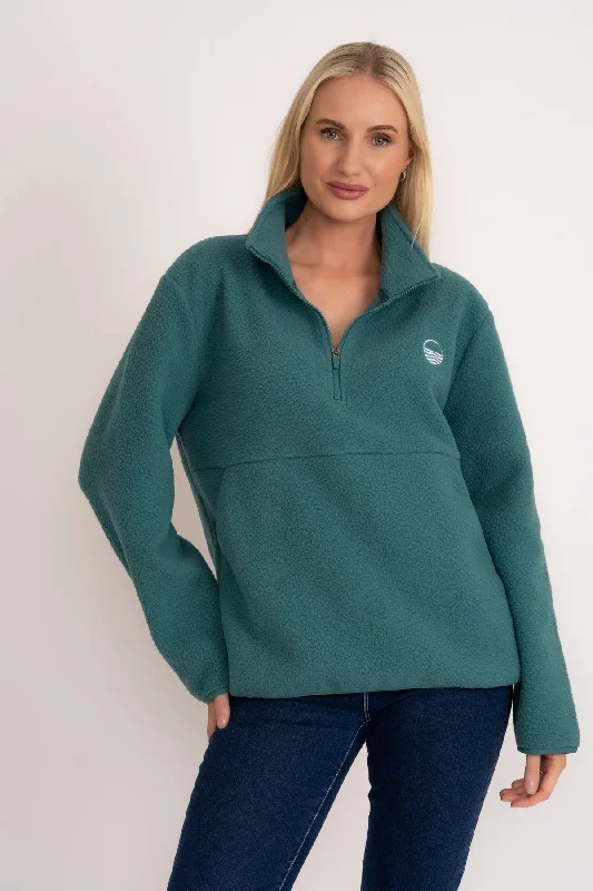 1/2 Zip Teddy Fleece in Teal