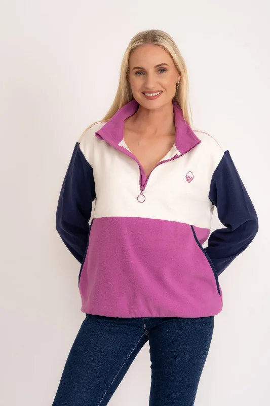 Colourblock Polar Fleece in Magenta & Navy