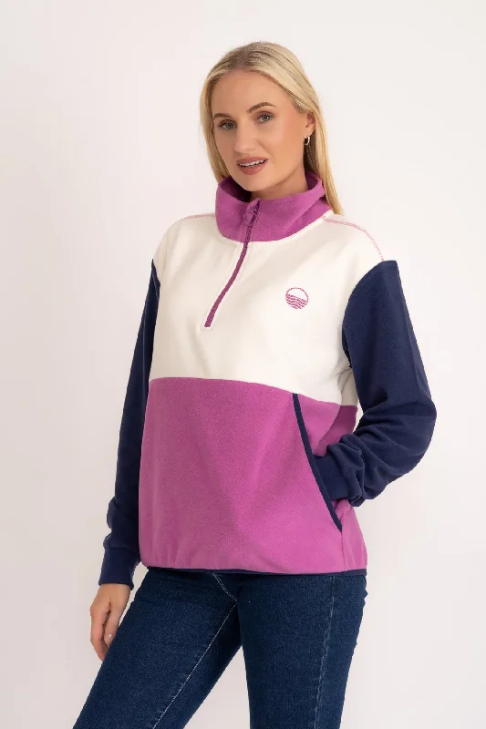 Colourblock Polar Fleece in Magenta & Navy