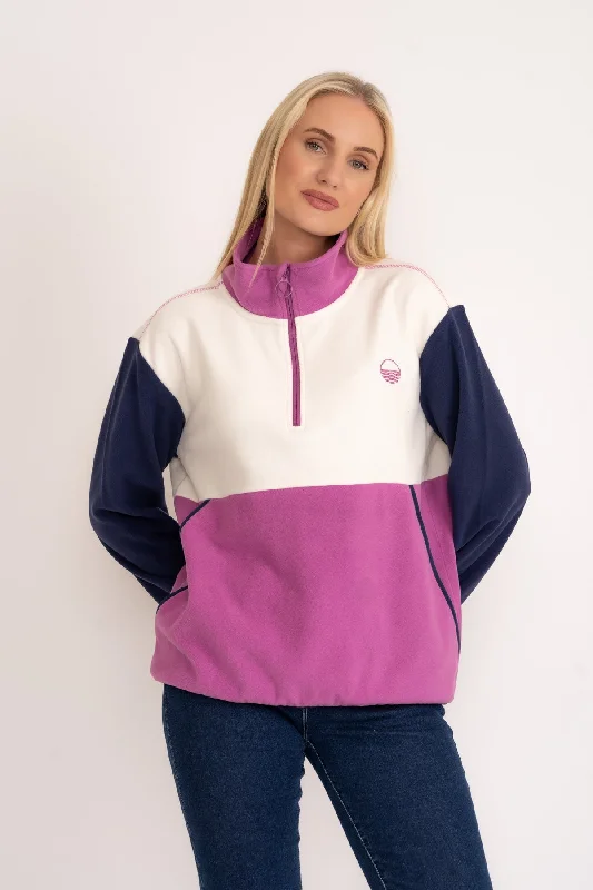 Colourblock Polar Fleece in Magenta & Navy