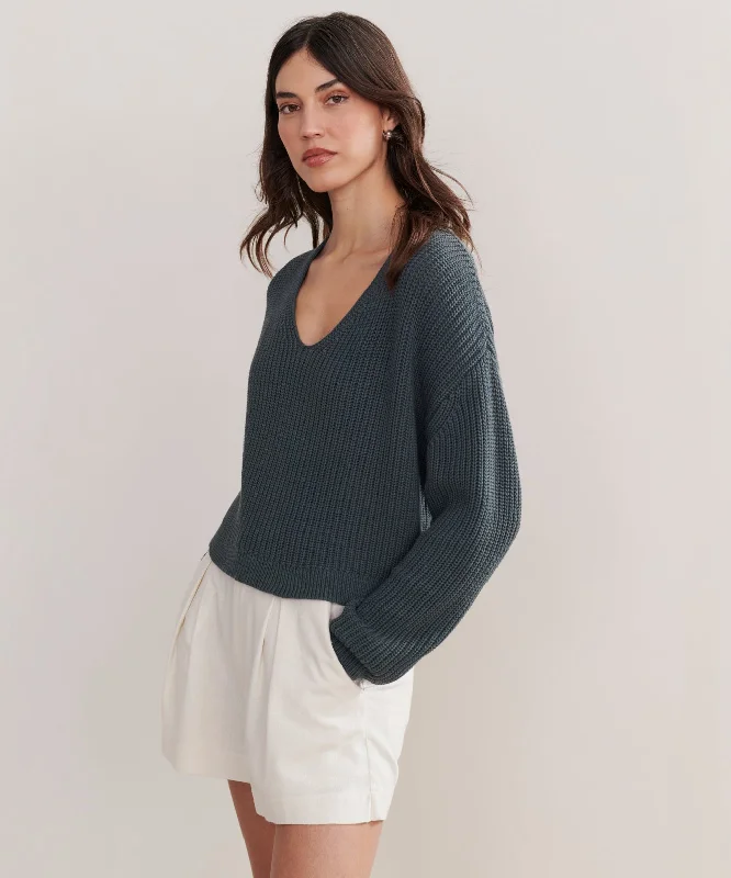 Cropped Cotton Cabin Sweater