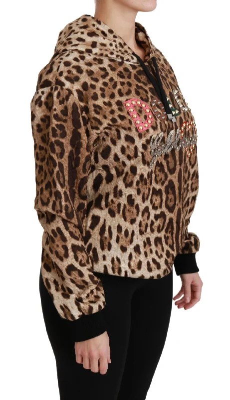 Elegant Leopard Print Hooded Sweater