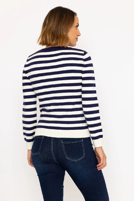 Navy Stripe Crew Neck Jumper