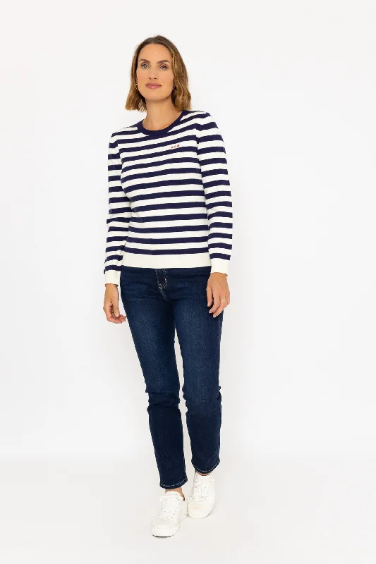 Navy Stripe Crew Neck Jumper