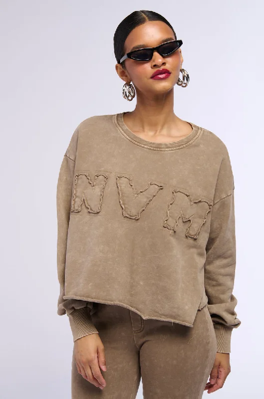 NEVER MIND BABE CROPPED MINERAL WASH SWEATSHIRT