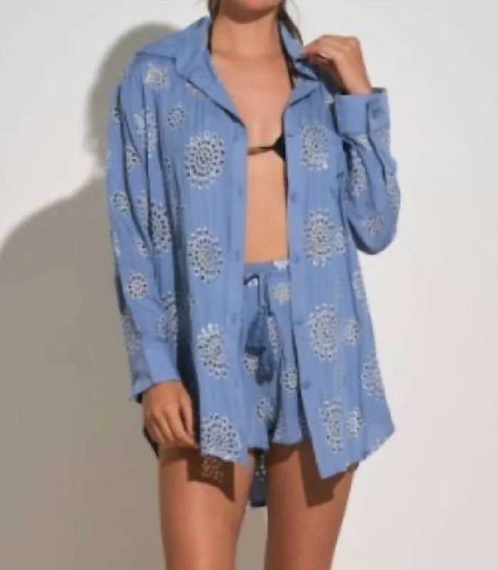 Button Down Coverup In Blue