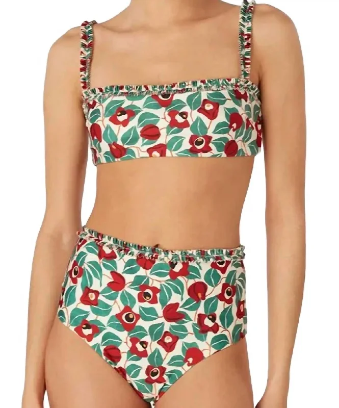 Nopal Warana Esmeralda Bikini Bottom In Red Floral