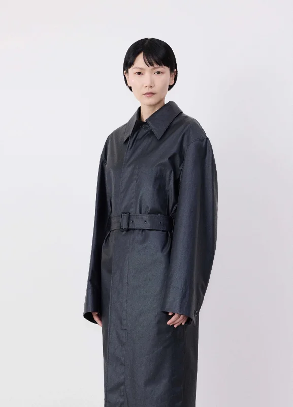 BELTED RAIN COAT WITH SLITS