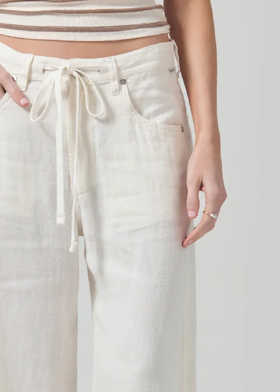 Brynn Drawstring Linen Trouser (Vanilla)