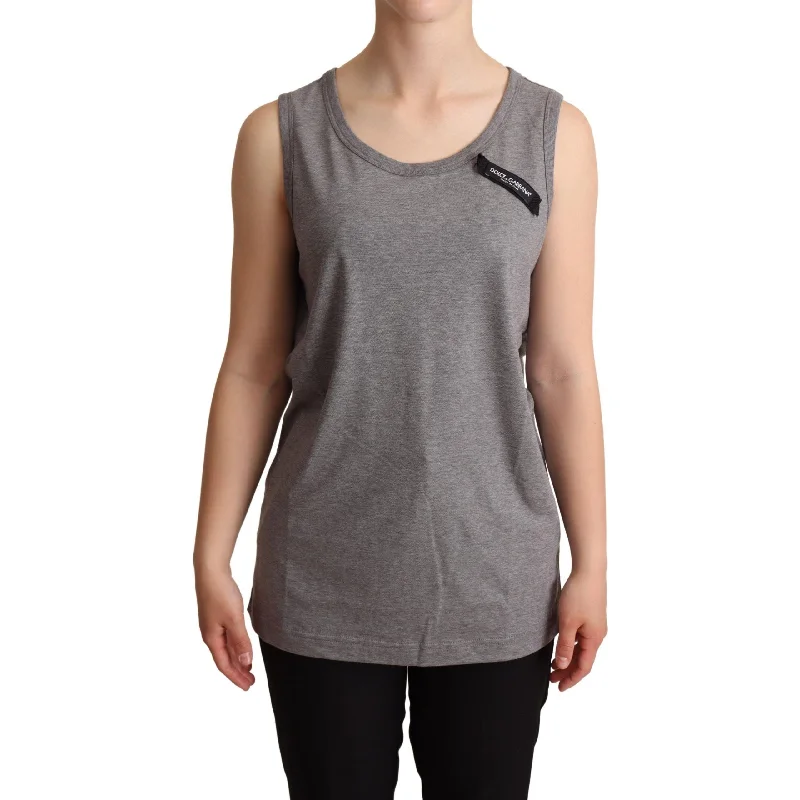 Dolce & Gabbana Elegant Gray Cotton Jersey Sleeveless Tank