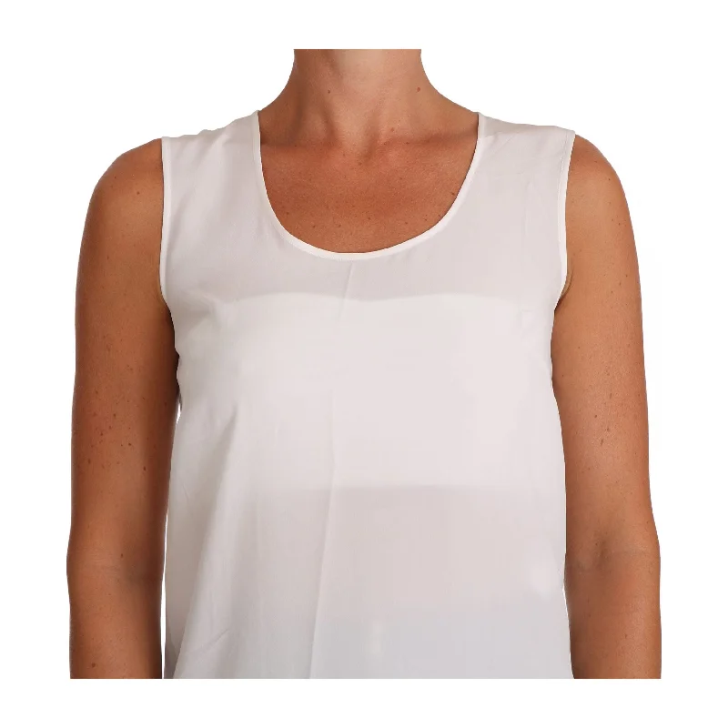 Dolce & Gabbana Elegant Sleeveless White Silk Blouse Top