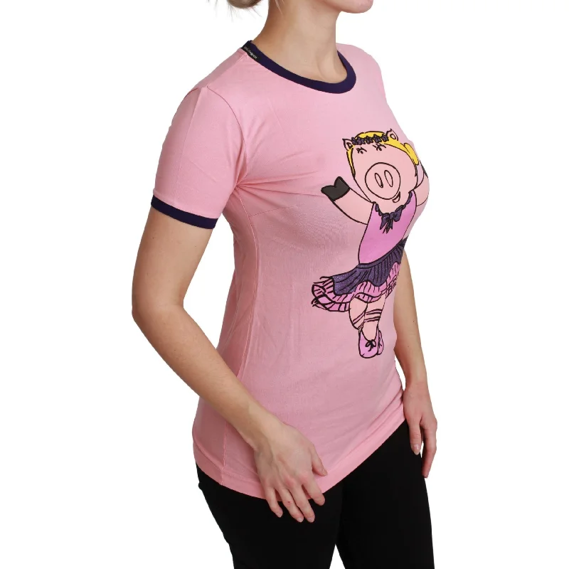 Dolce & Gabbana Pink Crewneck Year of the Pig T-Shirt