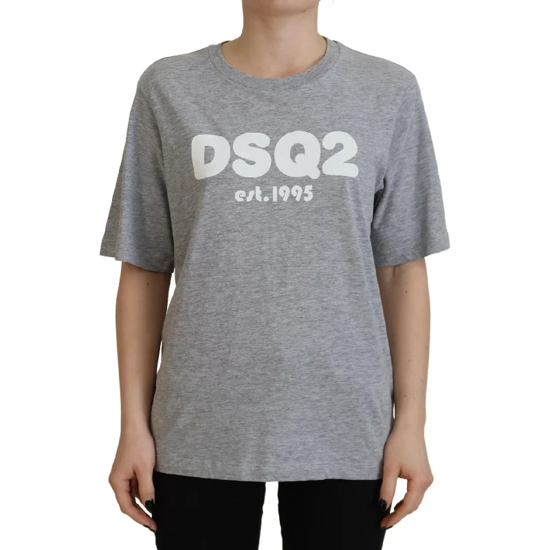 Dsquared² Gray Logo Cotton Crewneck Short Sleeve Tee T-shirt